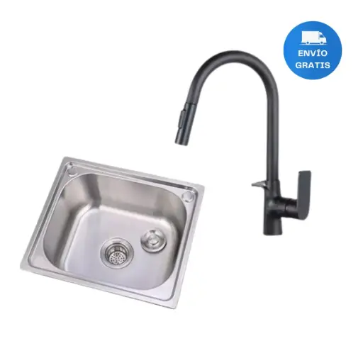 [MLU639238065] Pileta Simple + Grifería Extensible Y Jabonera Regalo Acra