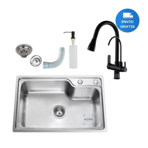 [MLU613324049] Pileta Simple 62x43 + Dispensador +grifería Para Filtro Acra
