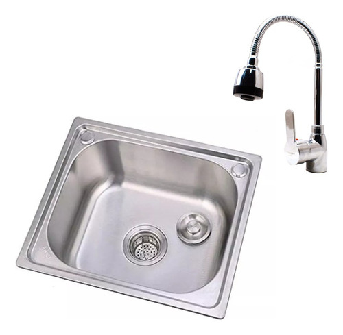 [MLU480706833] Pileta Simple Cocina + Válvula+anti Desborde + Canilla Acra