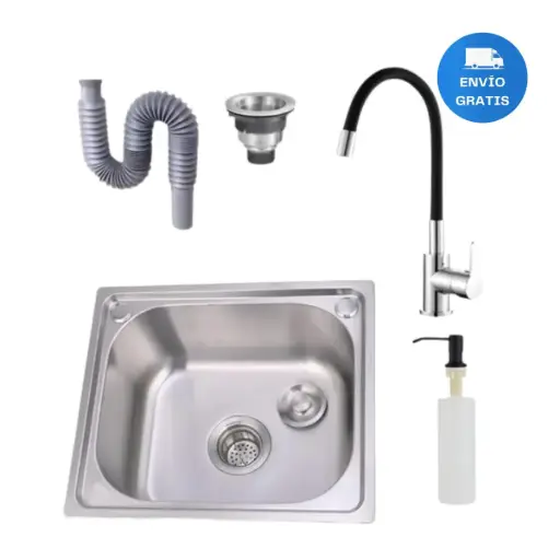 [MLU997817086] Pileta Simple Cocina Con Válvula, Canilla Y Dispensador Acra