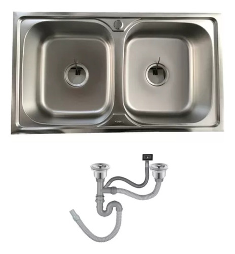 [MLU477287902] Pileta Vindex Doble Sobreponer 82x47x20 + Válvulas Acra