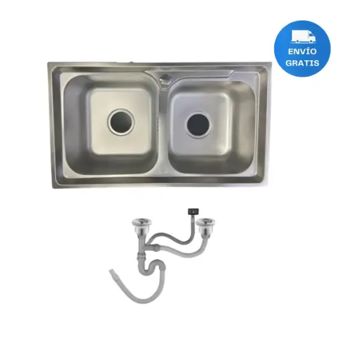 [MLU471934019] Pileta Y Media Acero Inoxidable  68x39x21 + Válvulas Acra