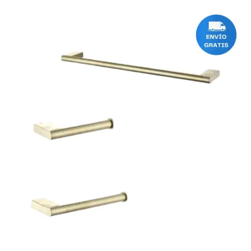 [MLU623132429] Set Kit Accesorios Baño Gold Dorada Oro Percha Toallero Acra