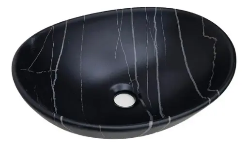 [MLU1333584422] Bacha Pileta De Apoyo Para Baño Negra Mate Veteada Acra