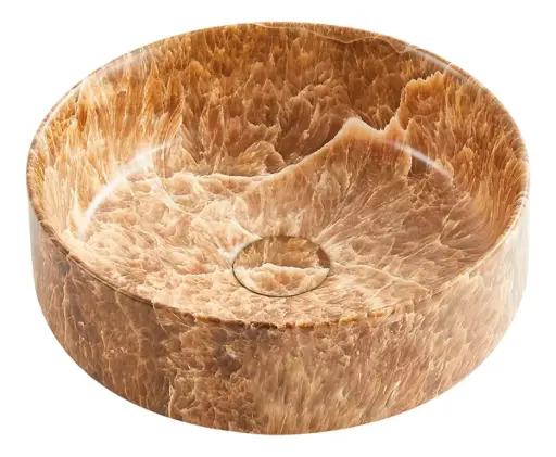 [MLU1342164248] Bacha Pileta De Apoyo Redonda Para Baño Ocre Veteado Acra