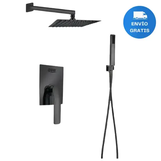 [MLU1346587424] Ducha De Embutir Negro Mate Con Transferencia Acra