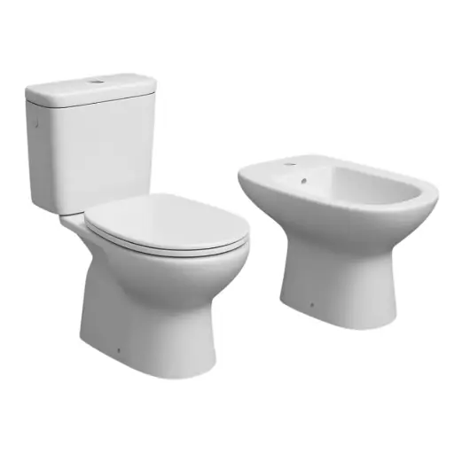 [MLU1362281830] Juego Inodoro Y Bidet Más Tapa Caída Suave Bari Blanco Acra 