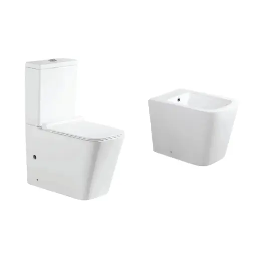 [MLU692255777] Inodoro Blanco Con Tapa Y Mochila + Bidet Zoe Aruba Acra
