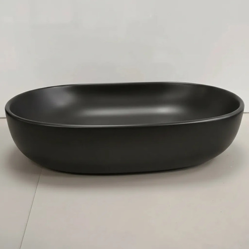 [MLU697947453] Bacha Pileta Ovalada De Apoyo Negro Mate De Baño Acra