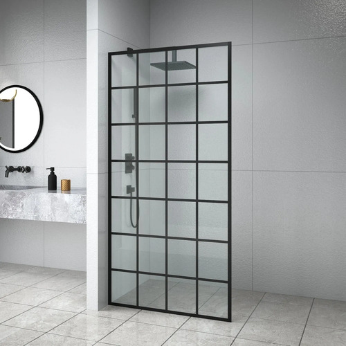 [MLU1475817430] Mampara Para Baño Fija 190x120 Con Estructura Aluminio Acra