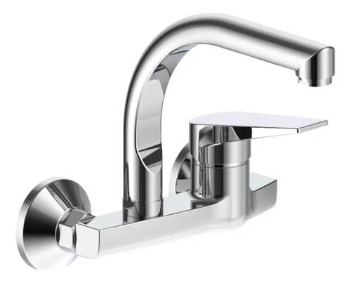 [MLU1497939010] Monocomando Grifería Para Cocina Pico Curvo Cromo Acra