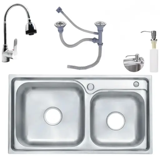 [MLU700935029] Pileta Y Media Acero Inoxidable Con Accesorios Completa Acra